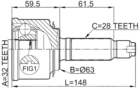 0310-057 - OUTER CV JOINT 32X63X28