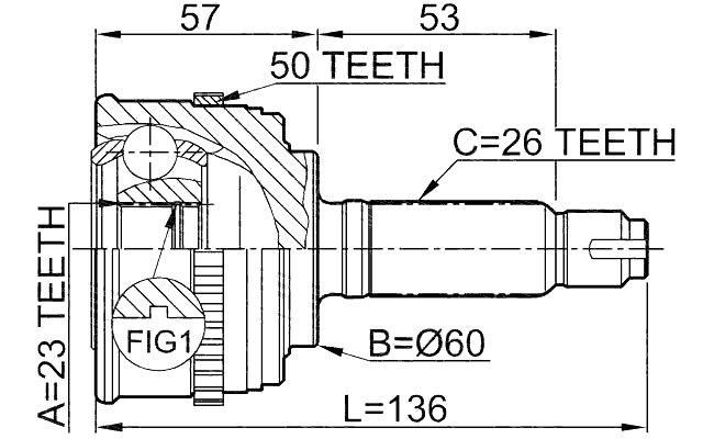 0310-058A50 - OUTER CV JOINT 23X60X26
