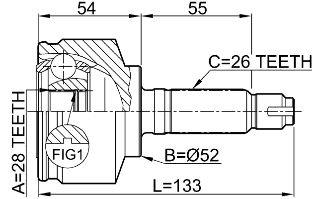 0310-059 - OUTER CV JOINT 28X52X26
