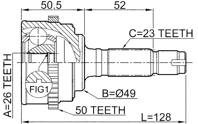 0310-061A50 - OUTER CV JOINT 26X49X23