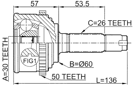 0310-CF4A50 - OUTER CV JOINT 30X60X26