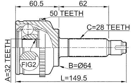 0310-CGA50 - OUTER CV JOINT 32X64X28