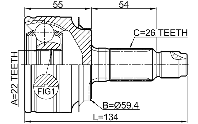 0310-CIVAT - OUTER CV JOINT 22X60X26
