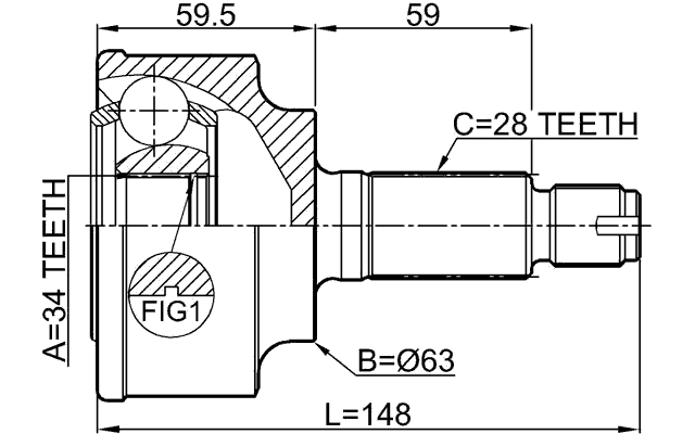 0310-CL22 - OUTER CV JOINT 34X63X28