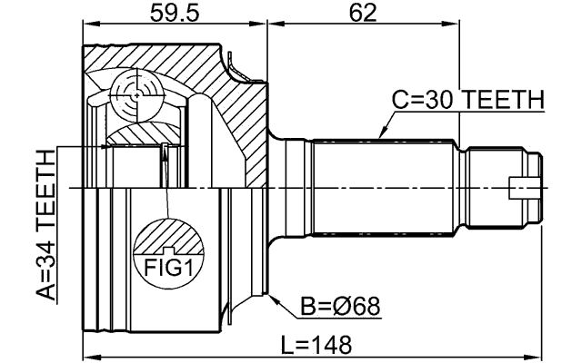 0310-CRVDI - OUTER CV JOINT 34X68X30
