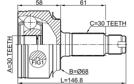0310-CWAT - OUTER CV JOINT 30X68X30