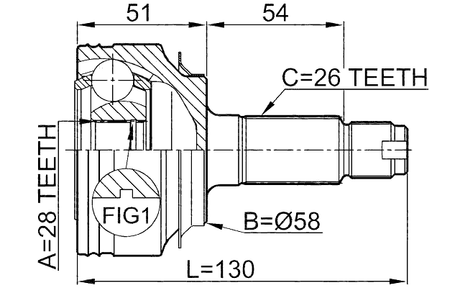 0310-FDAT - OUTER CV JOINT 28X58X26