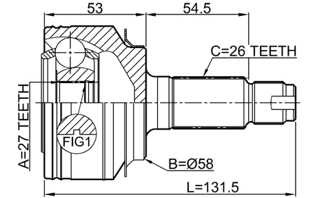 0310-GB3 - OUTER CV JOINT 27X57.5X26