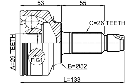 0310-GP5H - OUTER CV JOINT 29X52X26
