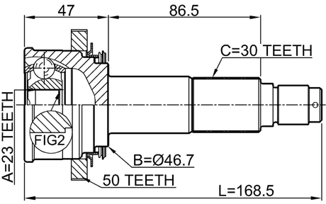 0310-HRV4WDA50 - OUTER CV JOINT REAR 23X46.7X30
