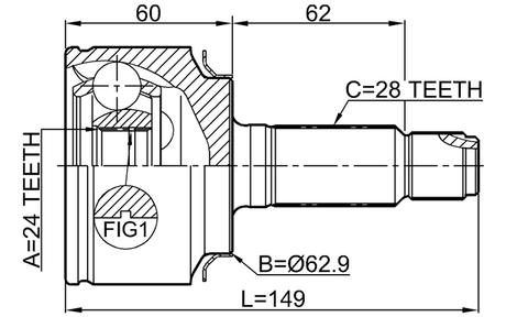 0310-LX15 - OUTER CV JOINT 24X63X28