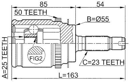 0310-RD1RA50 - OUTER CV JOINT REAR 25X55X23