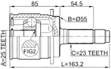 0310-RD5R - OUTER CV JOINT REAR 25X55X23