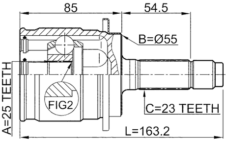 0310-RD5R - OUTER CV JOINT REAR 25X55X23