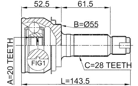 0310-RER - OUTER CV JOINT REAR 20X29.4X28