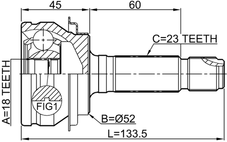 0310-RMR - OUTER CV JOINT REAR 18X52X23