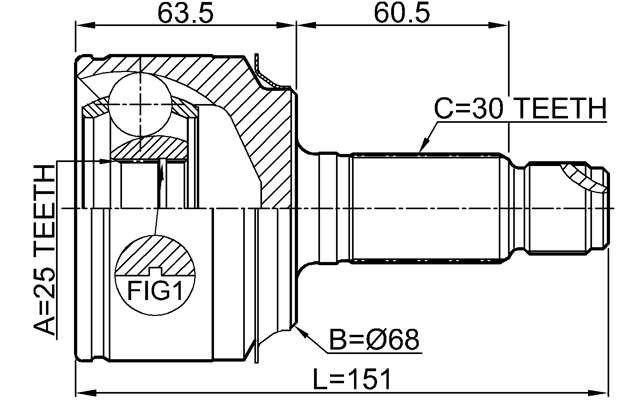 0310-RUAT - OUTER CV JOINT 25X68X30