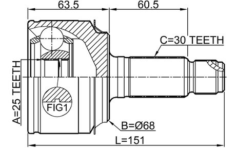 0310-RUAT - OUTER CV JOINT 25X68X30