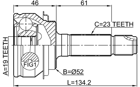 0310-RWR - OUTER CV JOINT REAR 19X52X23