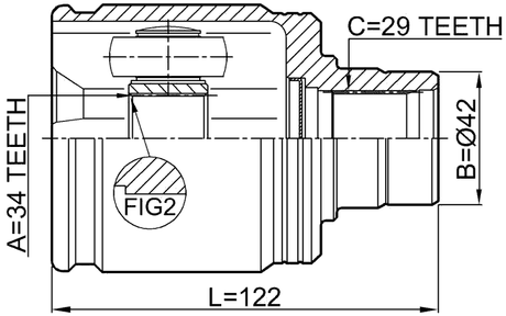0311-ACC22RH - INNER CV JOINT RIGHT 34X43X29