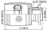 0311-CIV5DRH - FRONT INNER CV JOINT RIGHT 29X40X27