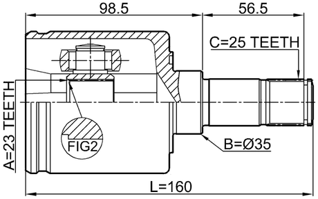 0311-ESATLH - INNER CV JOINT LEFT 23X35X25