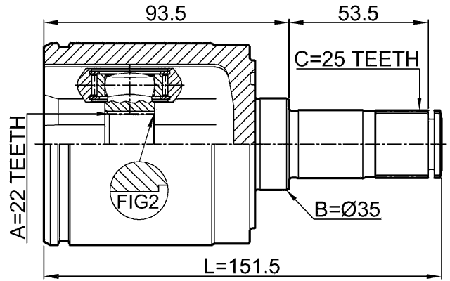 0311-ESMTRH - INNER CV JOINT RIGHT 22X35X25