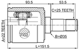 0311-ESMTRH - INNER CV JOINT RIGHT 22X35X25