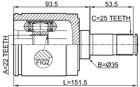 0311-ESMTRH - INNER CV JOINT RIGHT 22X35X25