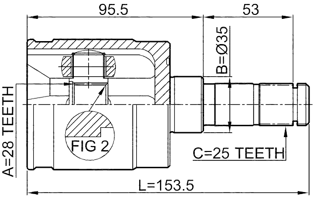 0311-GDLH - INNER CV JOINT LEFT 28X35X25