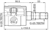 0311-GDLH - INNER CV JOINT LEFT 28X35X25