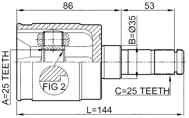 0311-GDRH - INNER CV JOINT RIGHT 25X35X25