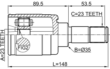 0311-HRV4WDLH - REAR INNER CV JOINT 23X35X23