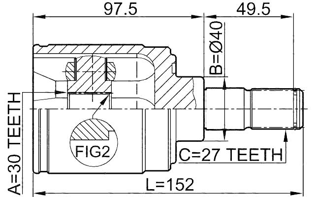 0311-HRVMTRH - INNER CV JOINT RIGHT 30X40X27