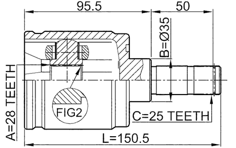 0311-LOGRH - INNER CV JOINT RIGHT 28X35X25
