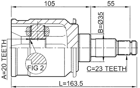 0311-RELHR - REAR INNER CV JOINT 20X35X23