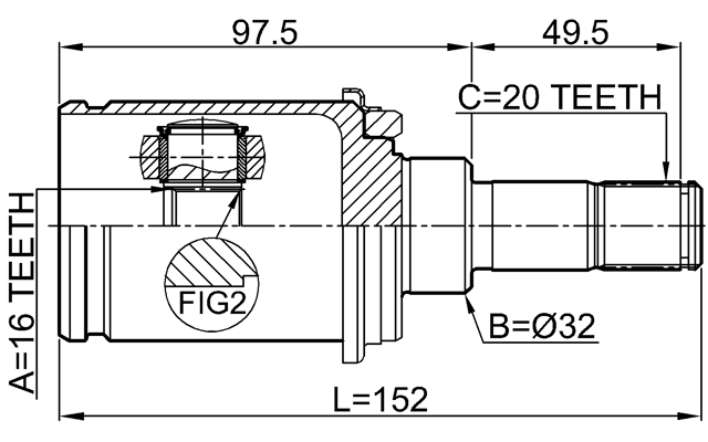 0311-RMR - REAR INNER CV JOINT 16X32X20