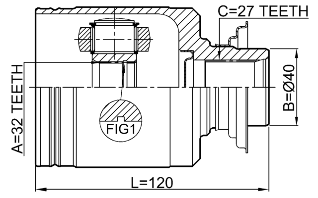 0311-RPRH - INNER CV JOINT RIGHT 32X40X27