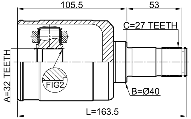 0311-RW24LH - INNER CV JOINT LEFT 32X40X27