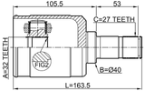0311-RW24LH - INNER CV JOINT LEFT 32X40X27