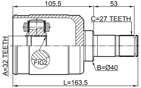 0311-RW24LH - INNER CV JOINT LEFT 32X40X27