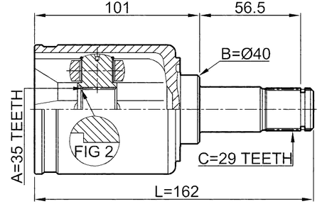 0311-YD2LH - INNER CV JOINT LEFT 35X40X29