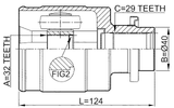 0311-YF4R - REAR INNER CV JOINT 32X40X29