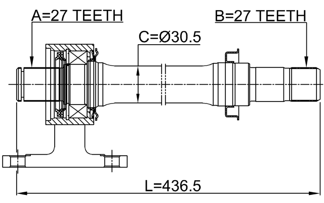 0312-CRATRH - AXLE HALF SHAFT RIGHT 27X436X27