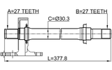 0312-CRVMTRH - AXLE HALF SHAFT RIGHT 27X377X27