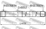 0312-ESATRH - AXLE HALF SHAFT RIGHT 22X418X23