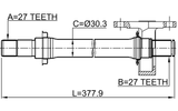0312-FKMTRH - AXLE HALF SHAFT RIGHT 27X377X27