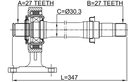 0312-LX15RH - AXLE HALF SHAFT RIGHT 27X347X27