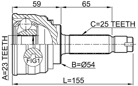 0410-003 - OUTER CV JOINT 23X54X25