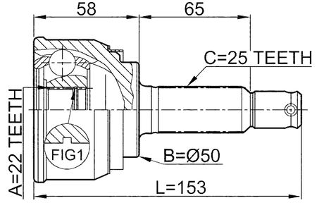 0410-004 - OUTER CV JOINT 22X50X25